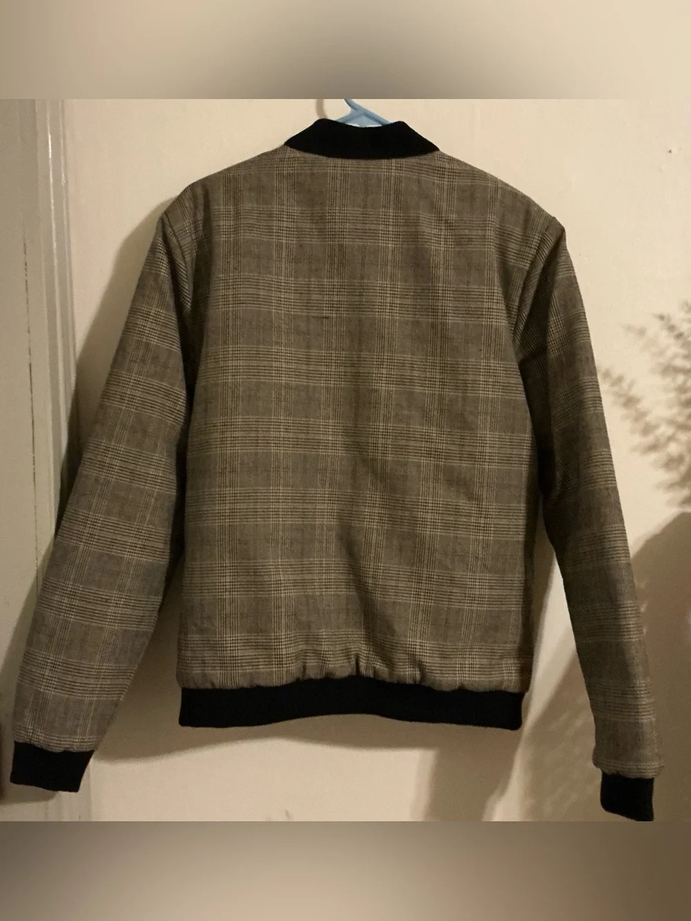Native Youth Men’s Medium Brown Houndstooth Plaid Bomber Jacket Full Zip